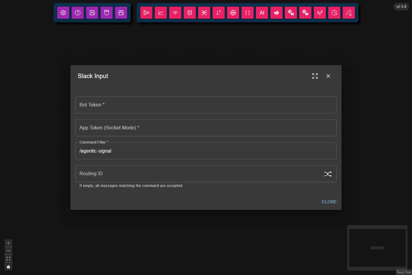 Slack Input Node Configuration